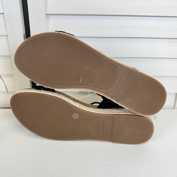 Lucky Brand Grecilyn Black Suede Espadrille Sandal Flats Woven Shoe Size 10‎ M - Picture 7 of 9